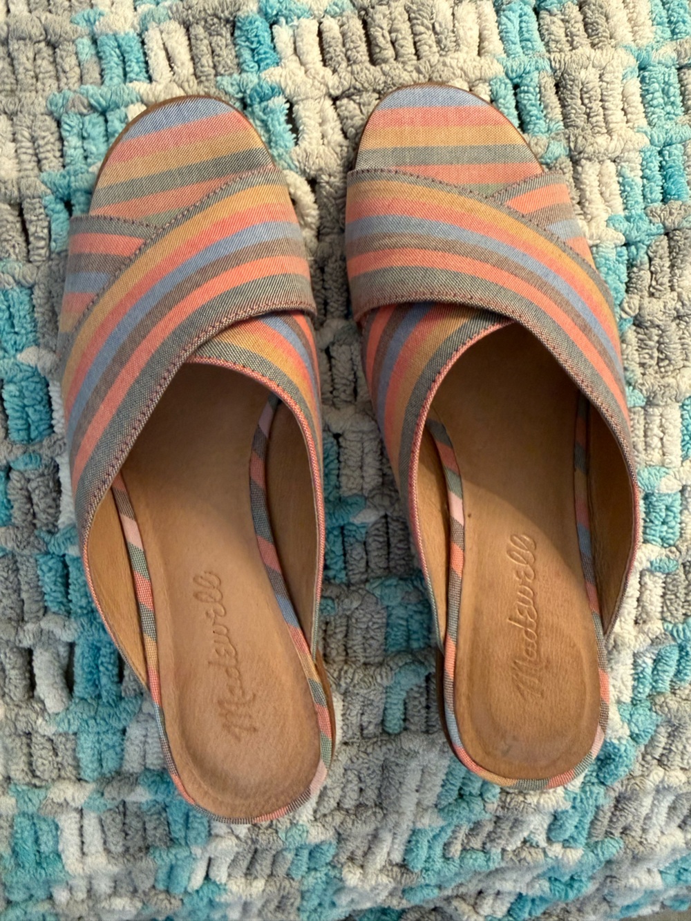 Madewell Multicolor Pastel Striped Slip-On Sandals